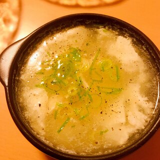 シンプル●鶏肉の塩茹で溶き玉子スープ